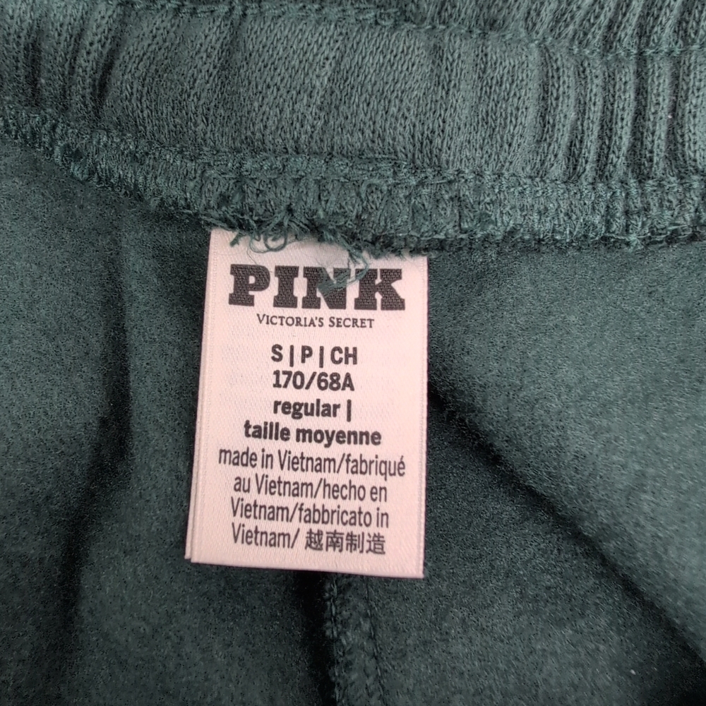 Victoria Secret Campus Fleece Tunic Hoodie & Wide Leg Sweatpants Set Small Green - Picture 10 of 12